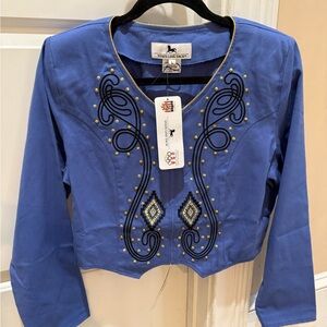 StateLine Western Blue Embroidered Women's jacket Top ladies L